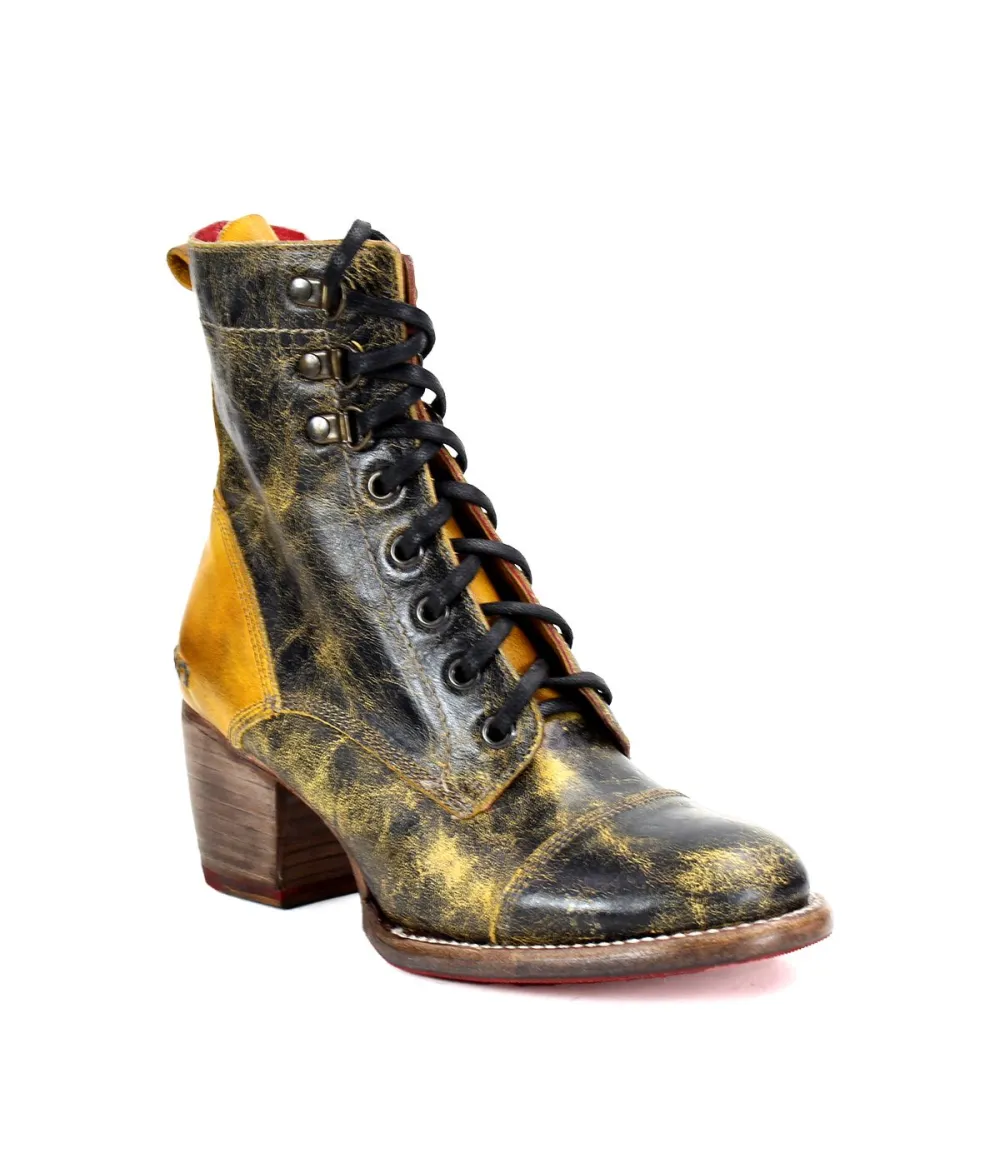 Cap-Toe Side-Zip Lace-Up Boots