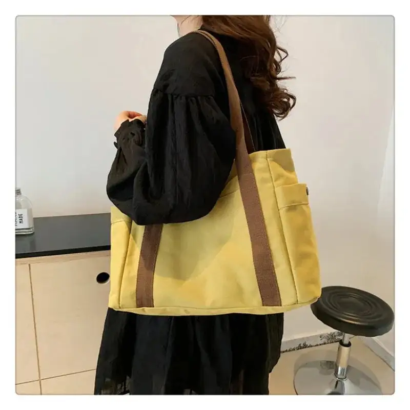 Minimalist Mustard Canvas Everyday Tote Bag
