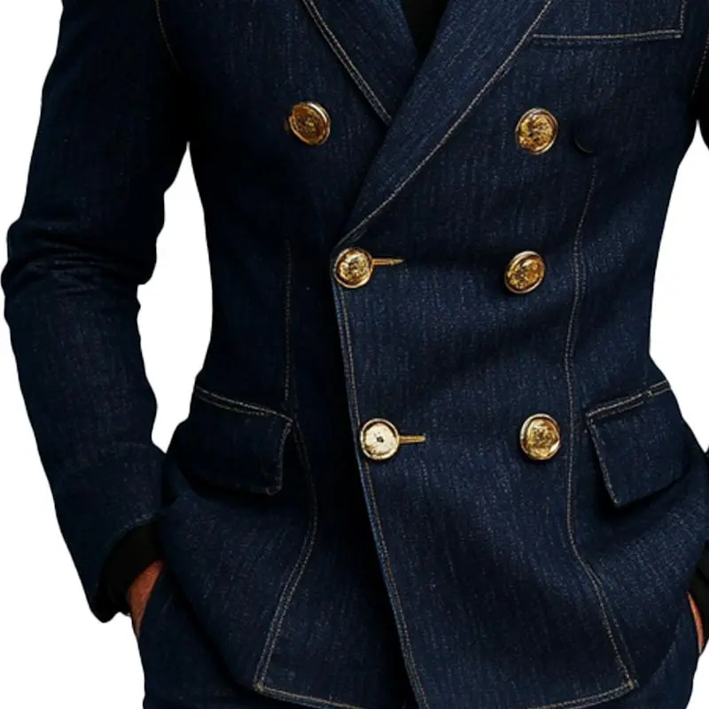 Denim Button Blazer