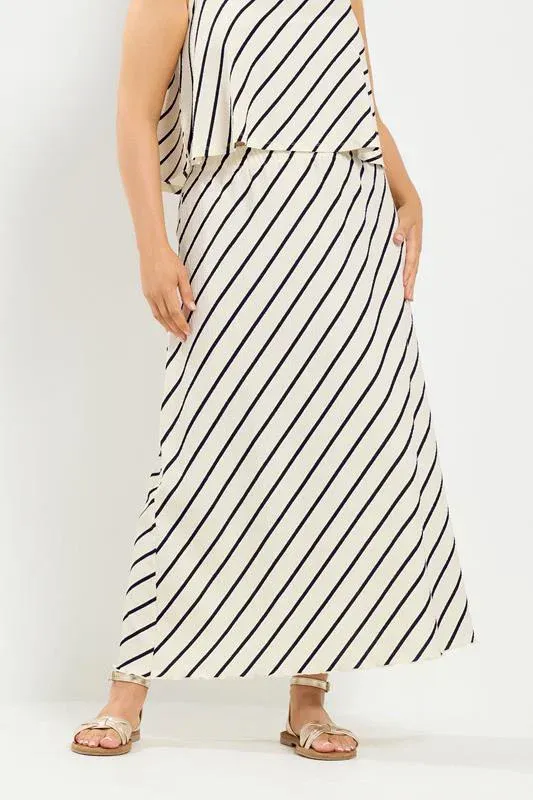 Cream Stripe Maxi Skirt