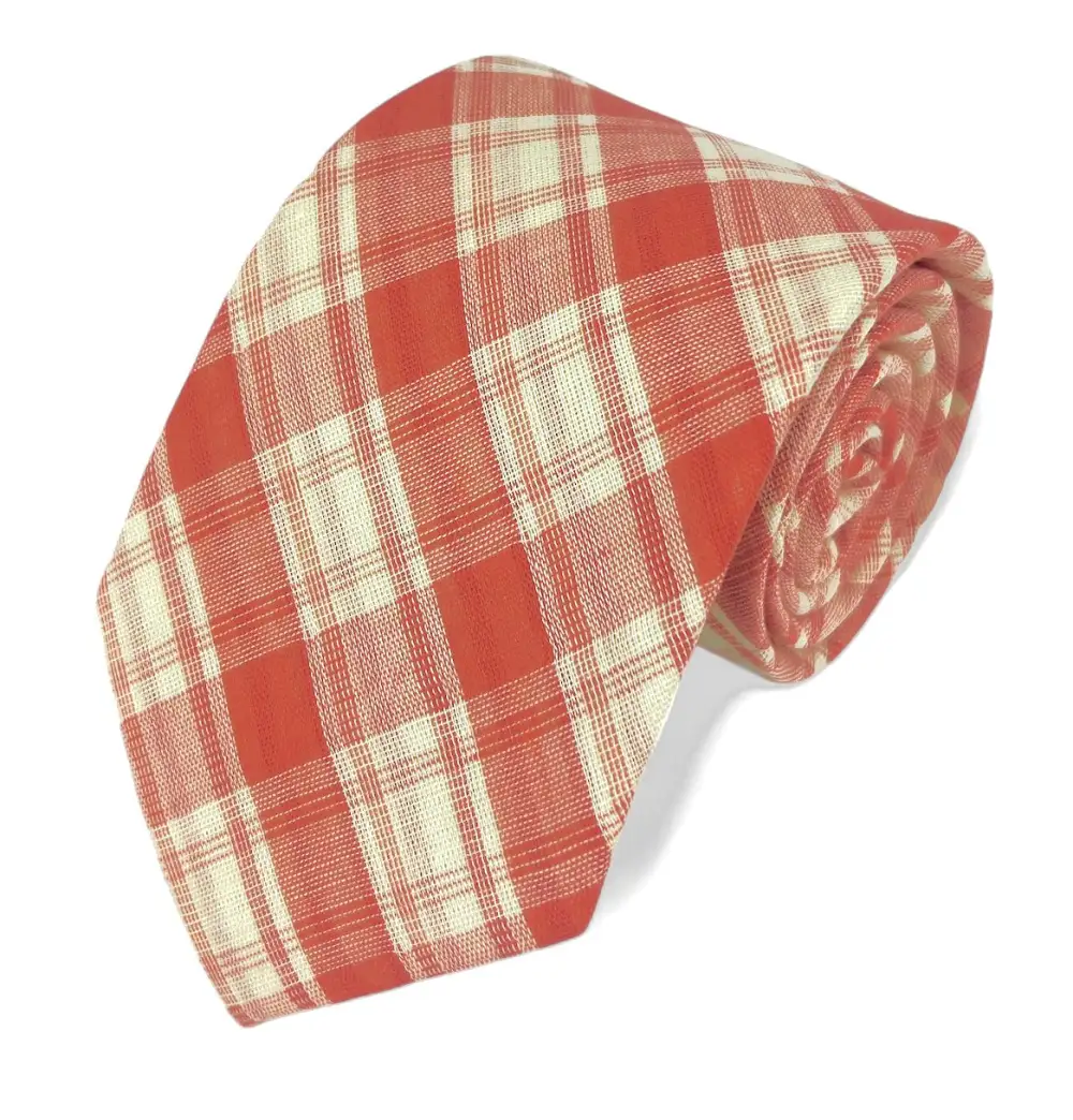 Classic Cotton Plaid Men's Necktie With Pocket Square