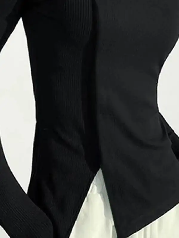 Slim Fit Panel Detail High Neck T-Shirt