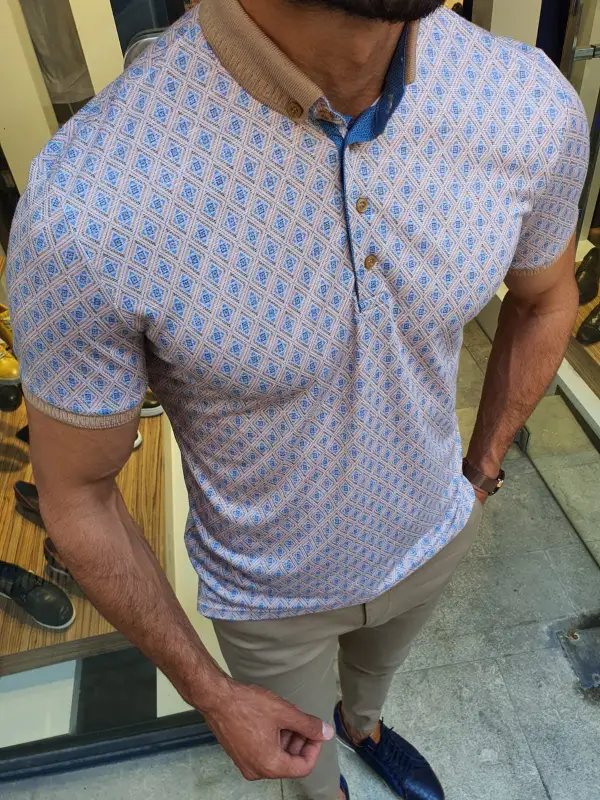 Button Collar Slim Fit Cotton Polo Shirt