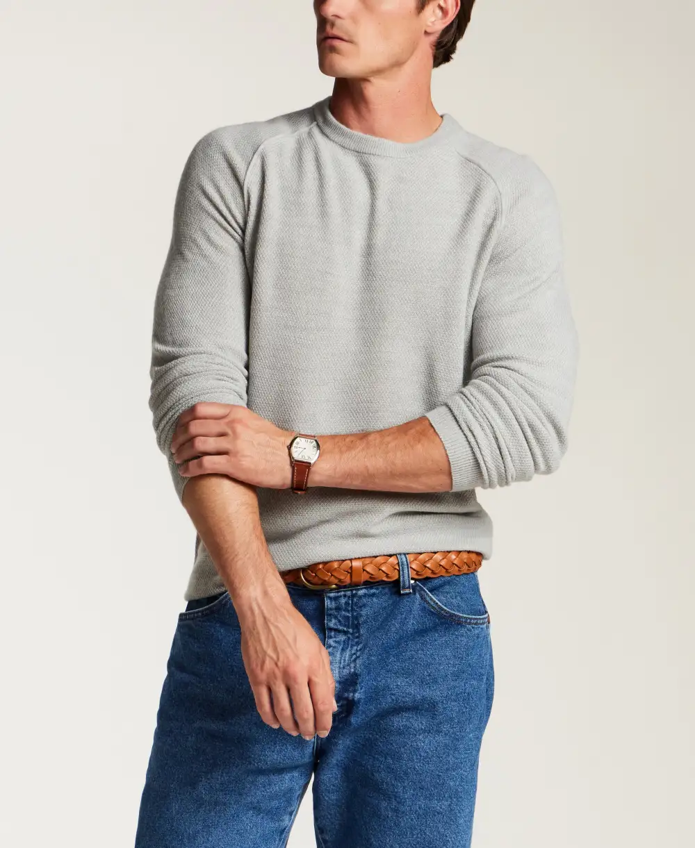Men's Contemporary Regular Fit Relaxed Textured Sweater