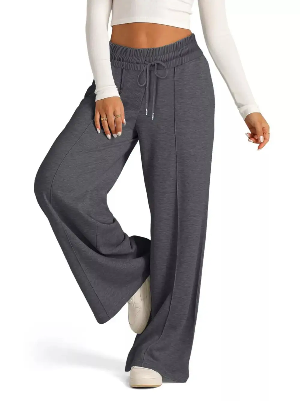 Wide Leg Drawstring Relaxed Fit Pocketed Pants