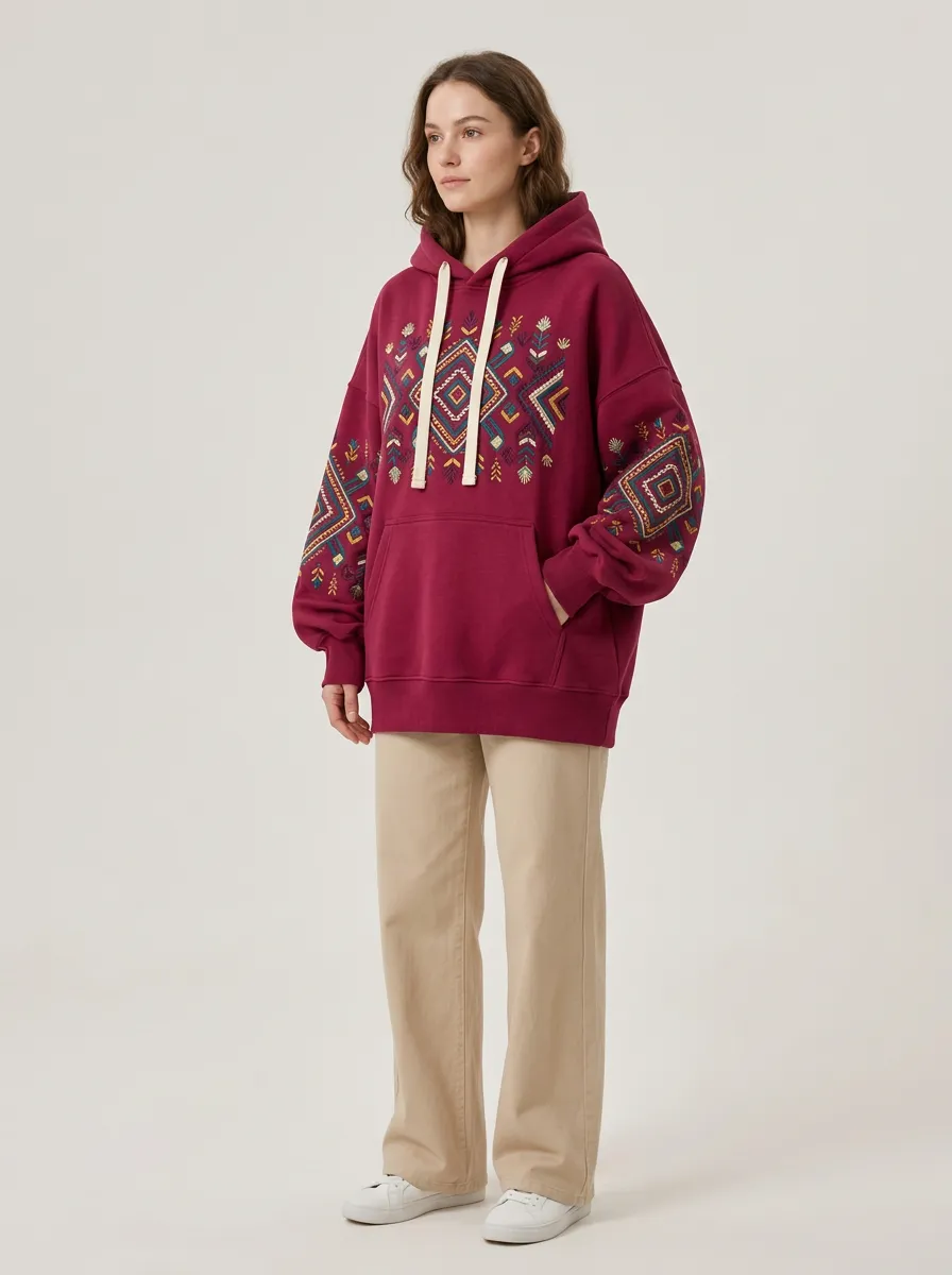 Daily Wear Women's Boho Ethnic Geometric Graphic Pattern Hoodie