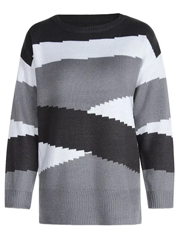Women's Striped Long-Sleeve Sweater