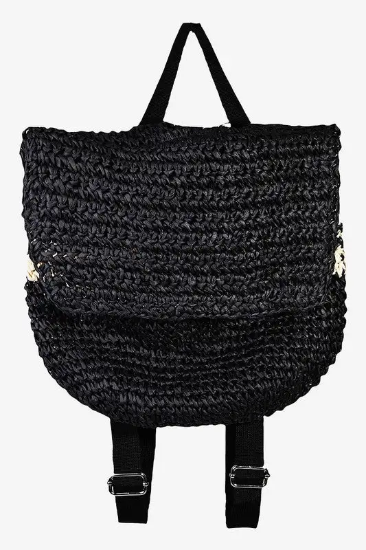Refined Straw Braided Backpack