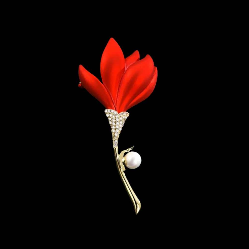 Sculpted Rose Crystal Brooch