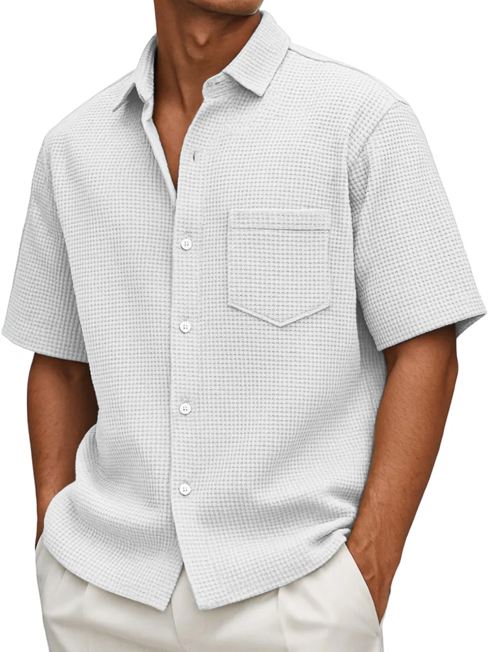 Everyday Textured Knit Button Front Shirt