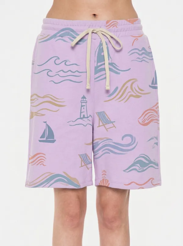 Women's Coastal Lighthouse Sailboat Printed Shorts