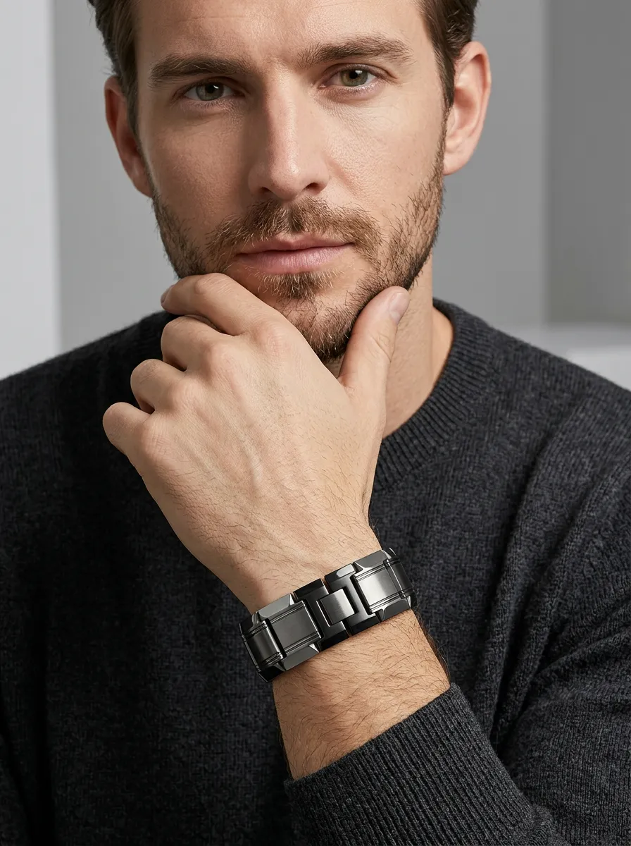 Men's Classic Link Minimalist Stainless Steel Link Bracelet