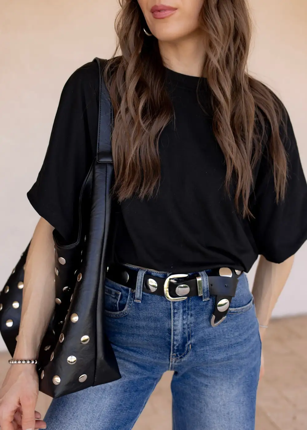 Metallic Disc Studded Waist Belt
