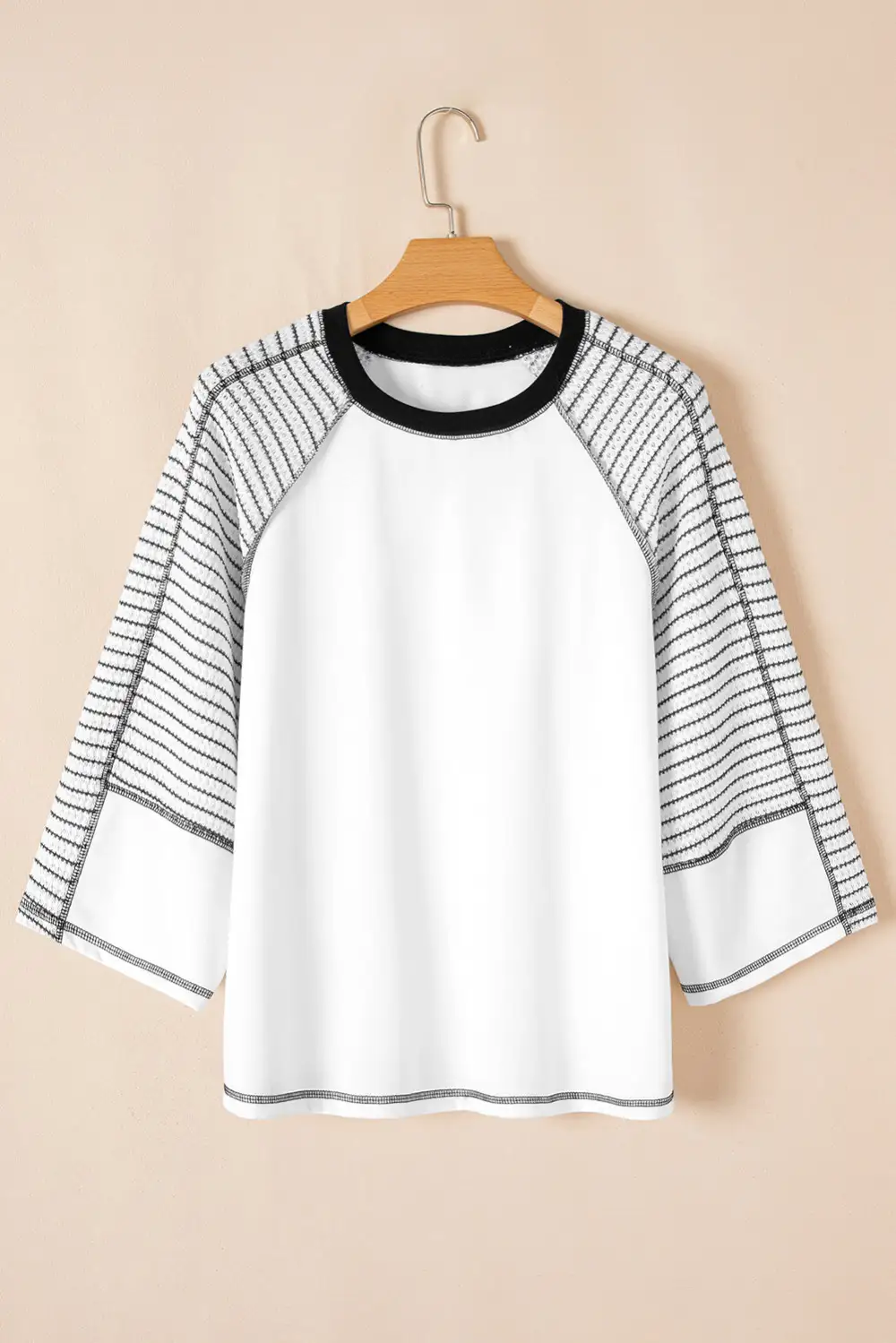 Women's Striped Bracelet Sleeve Raglan Sleeve Top