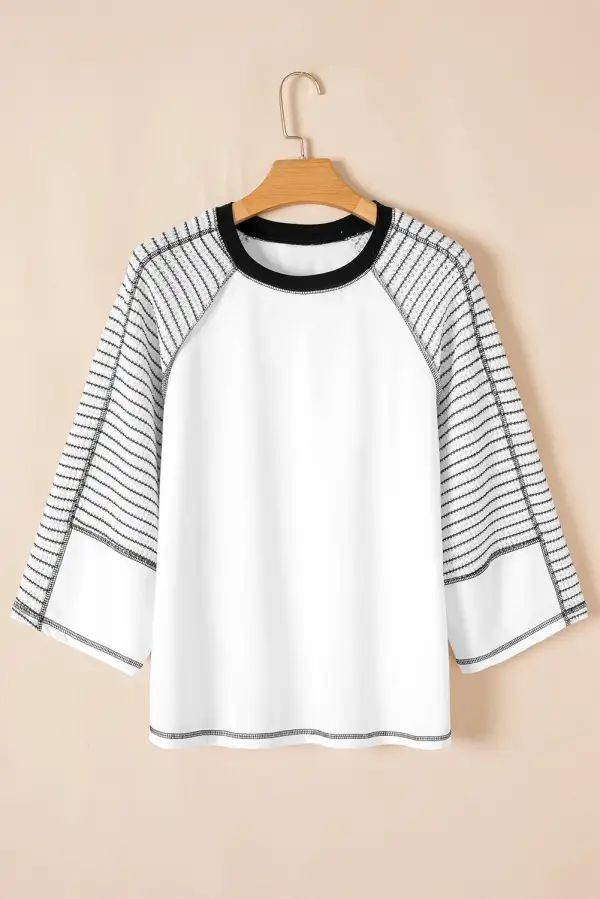 Women's Striped Bracelet Sleeve Raglan Sleeve Top
