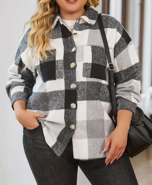 Plus Size Plaid Button Up