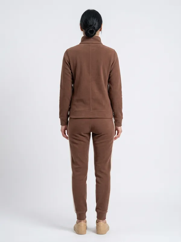 Women's High-Collar Side-Stripe Warm Jogger Set