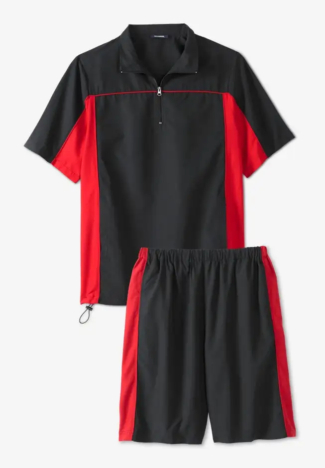 Quarter Zip Short Sleeve Colorblock Tracksuit