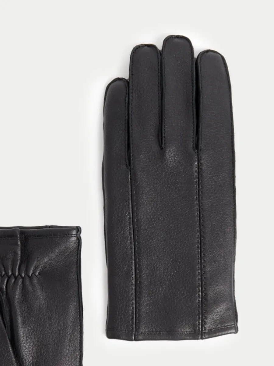 Sleek Black Leather Gloves