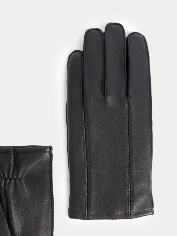 Sleek Black Leather Gloves