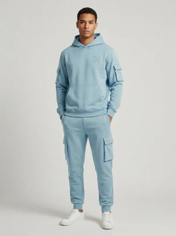 Unisex Minimal Graphic Olive Cargo Sports Set