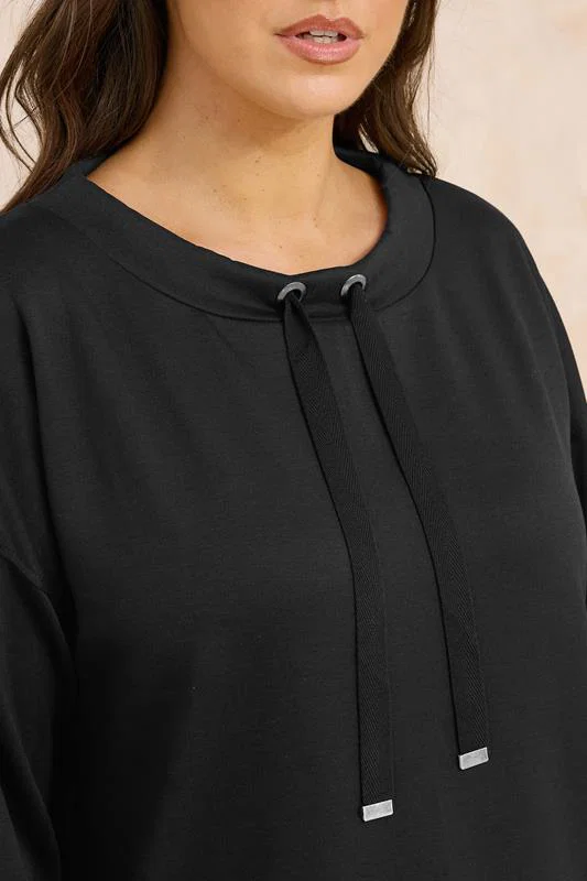 Black Luxe Zip Detail Sweatshirt detail 3