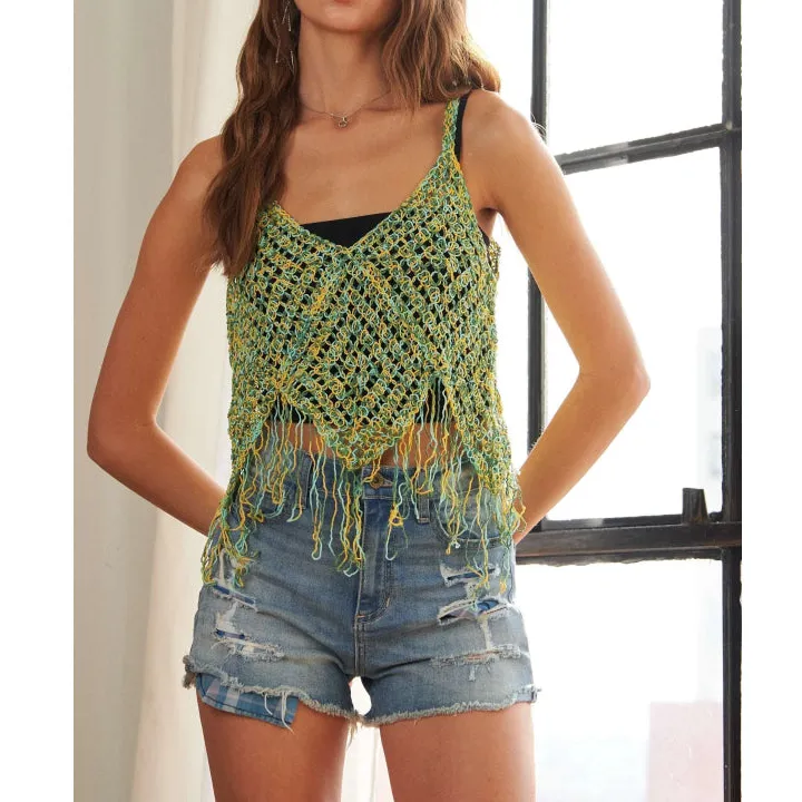 Fringe Hem Crochet Tank Top