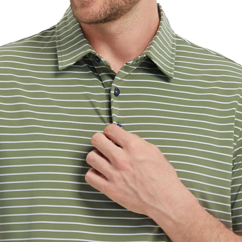 Men's Golf Striped Short Sleeve Polo Shirts Performance Comfortable Shirt
