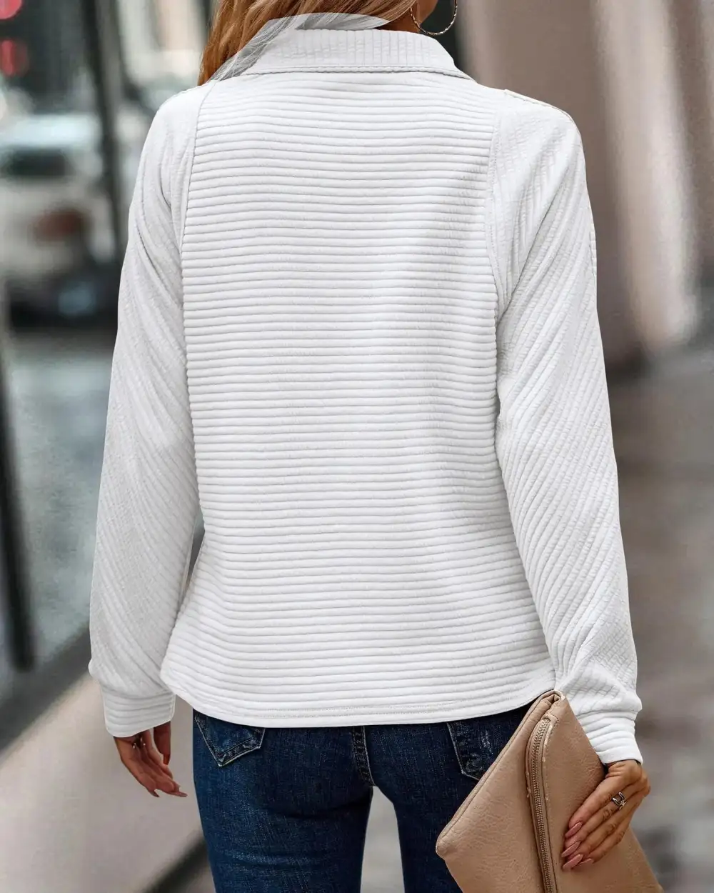Ribbed Quarter Zip Knit Sweater