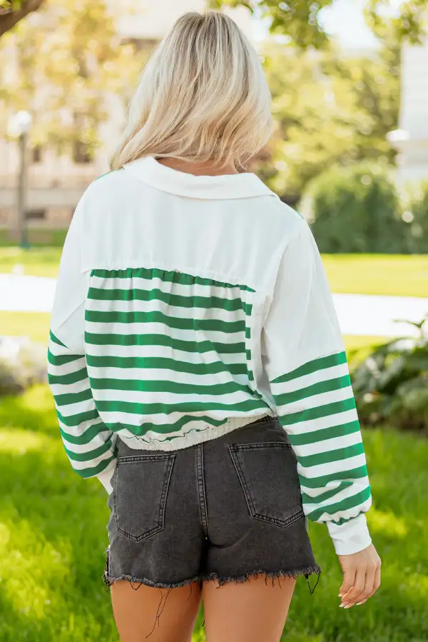 Women's Striped Colorblock Knit Pullover Top