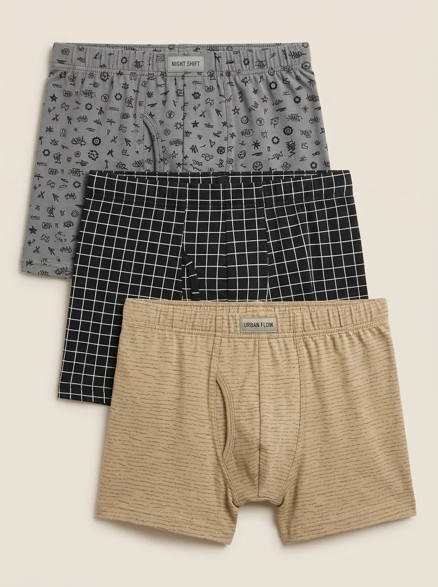 Grid Boxer Brief Set