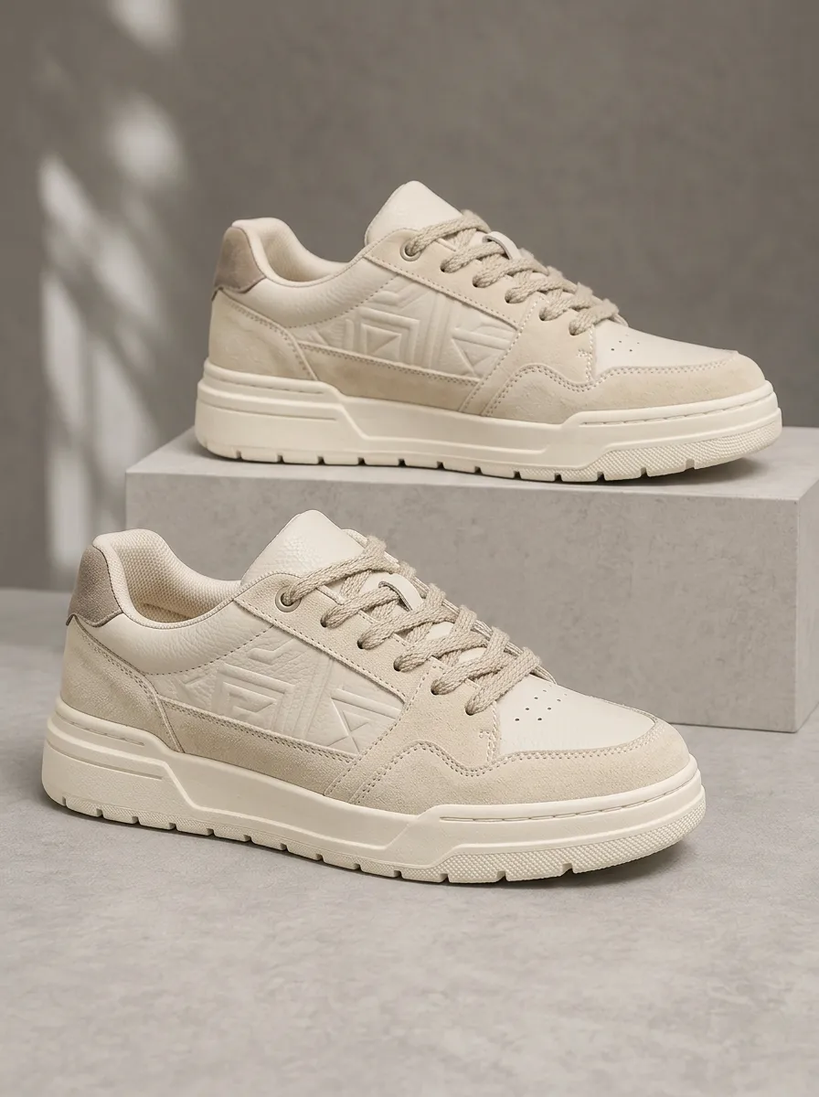 Men's Urban Minimalist Geometric Pattern Embossed Printed Sneakers
