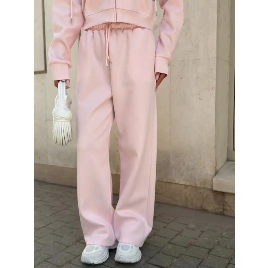 Zip Up Drawstring Hoodie and Pants Set