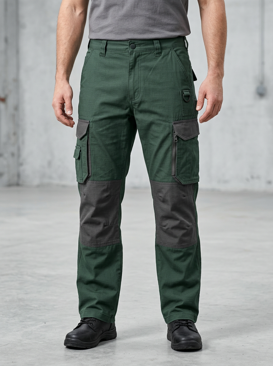 Unisex Contrast Multi-Pocket Tactical Work Pants