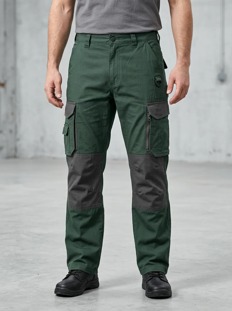 Unisex Contrast Multi-Pocket Tactical Work Pants