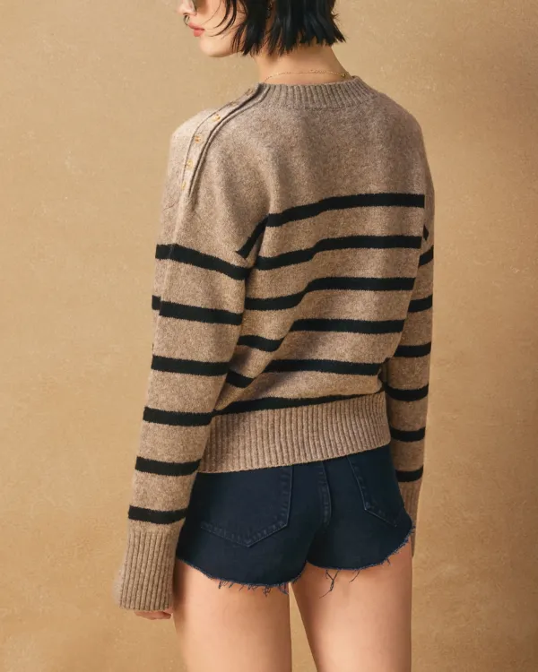 Striped Button Sweater - Dark