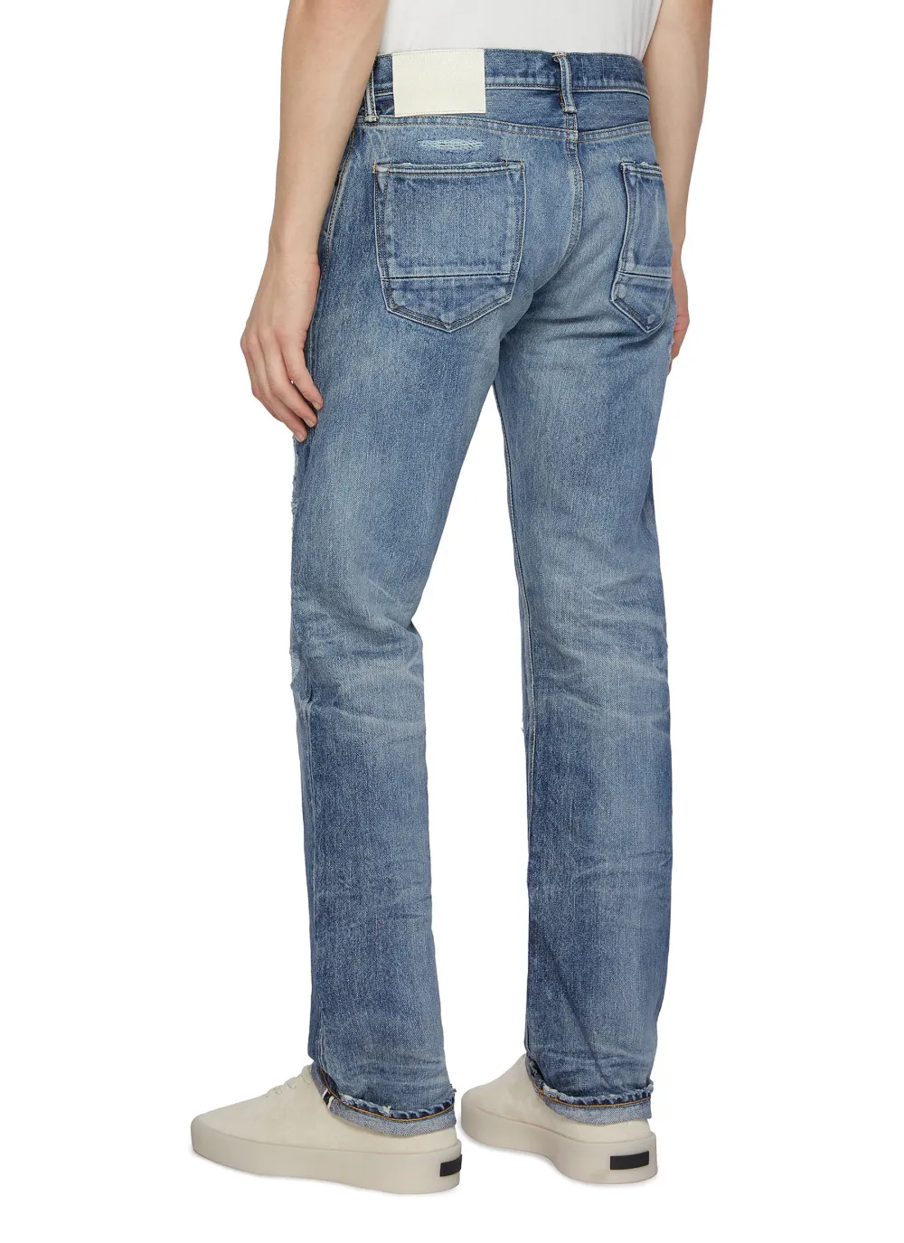 Soft Straight-Cut Daily Light Blue Cottom Jeans