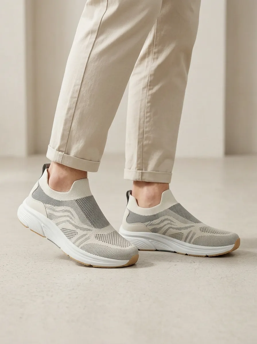 Unisex Casual Minimalist Knit Print Sneakers