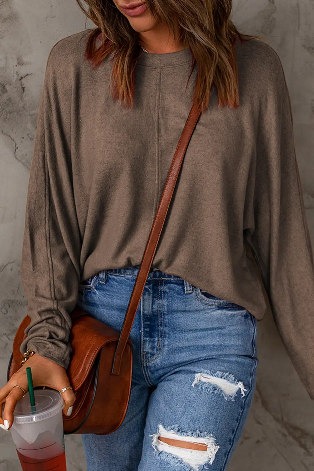 Women's Solid Long Sleeve Patchwork Top