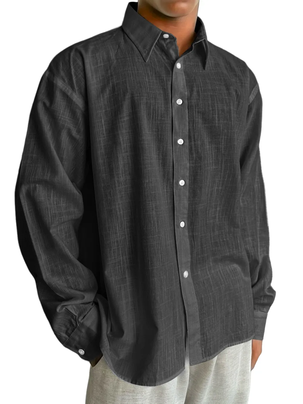 Relaxed Cotton Linen Long Sleeve Shirt