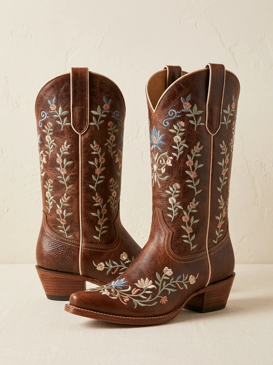 Ranch Embroidered Floral Utility-Look Western Boots