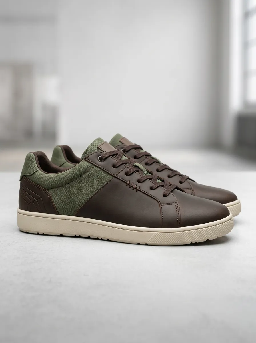 Winter-Ready Leather Look Graphic Design Men's Casual Sneakers