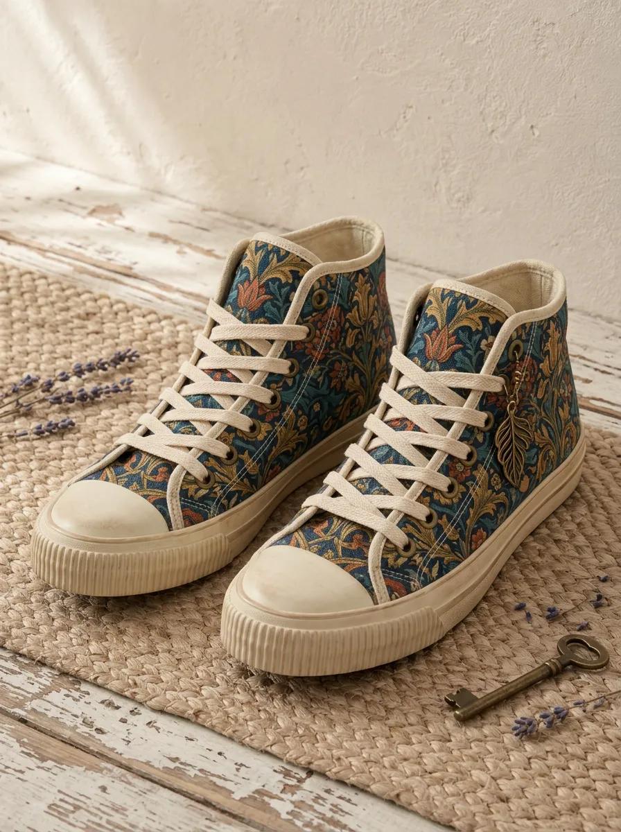 Women's Vintage Floral Art Nouveau Printed Canvas Shoes