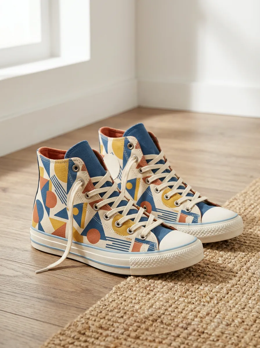 Women's Geometric Abstract Art Printed Canvas Shoes