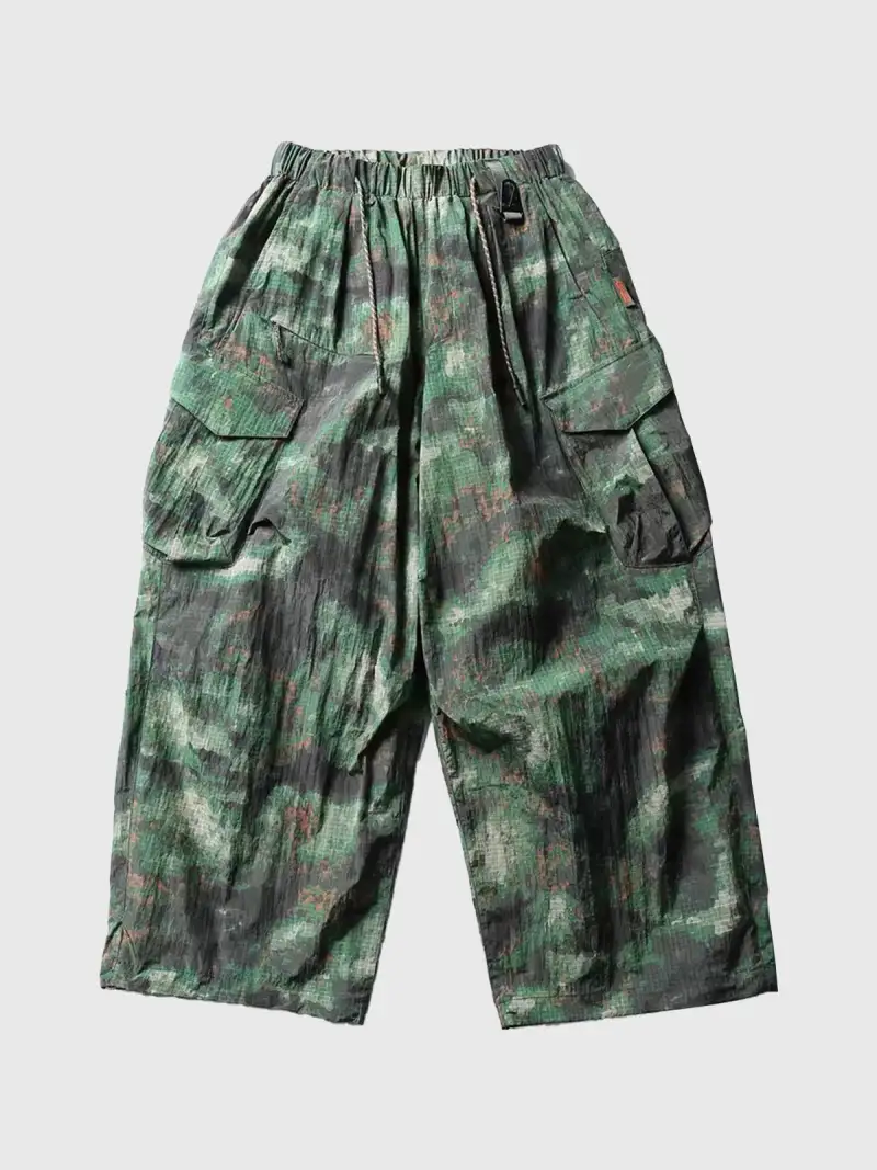 Wide-Leg Camouflage Shorts