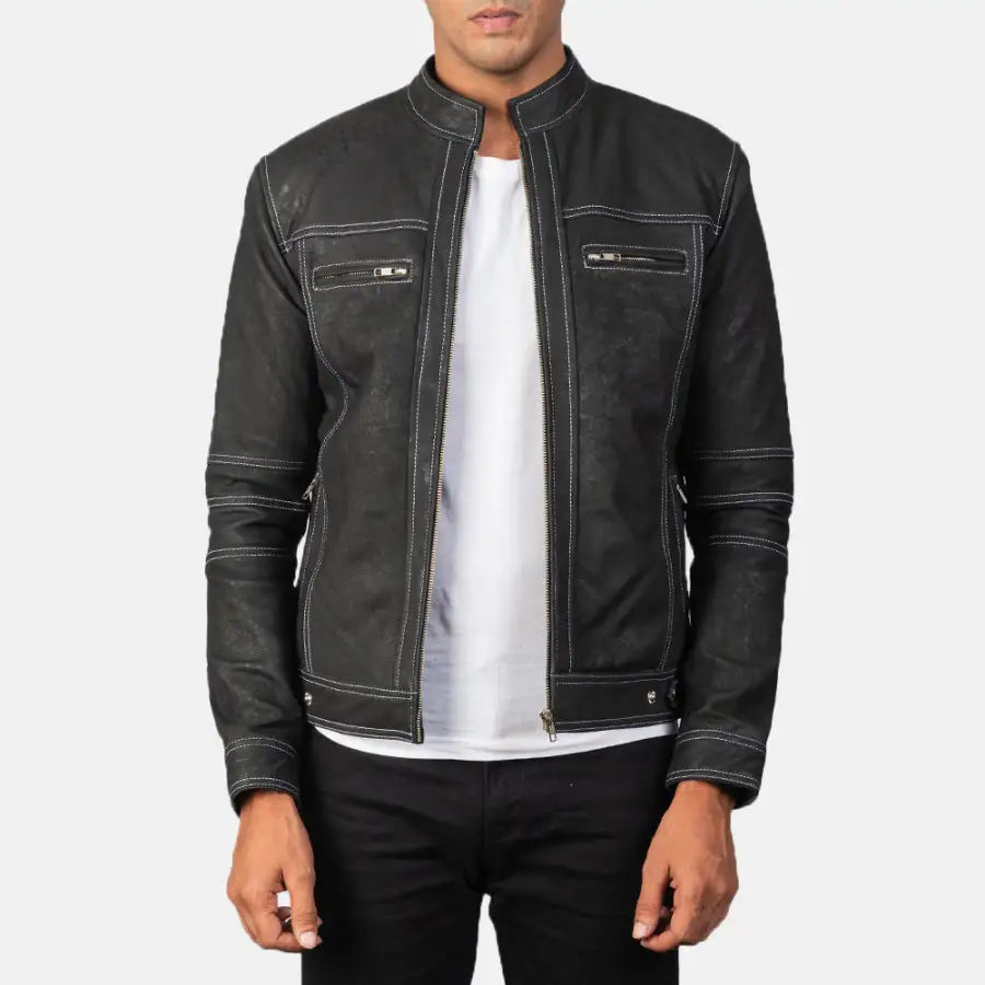 Men's Rugged Leather Distressed Jacket