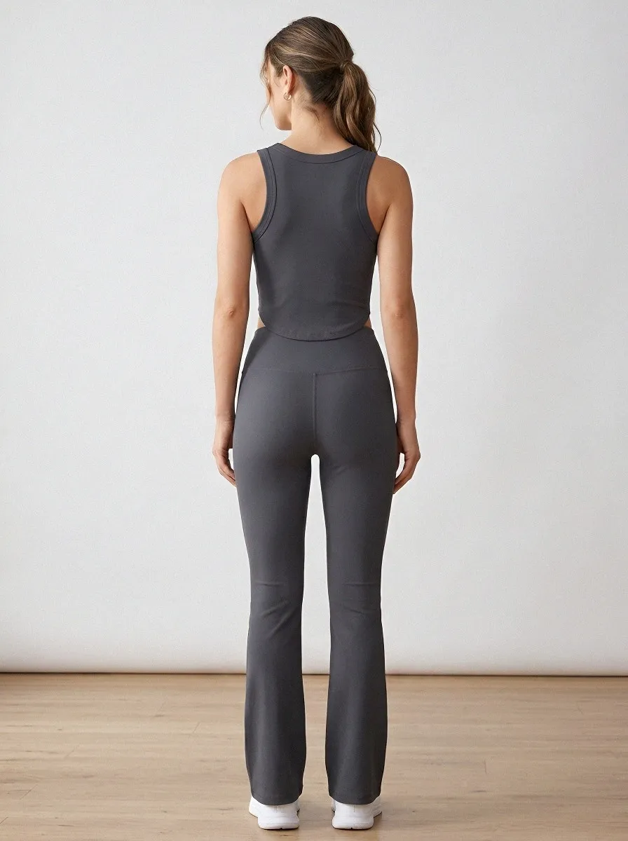 Yoga Fitness Tank-Top Women's Tank Top Flare Pants Active Set