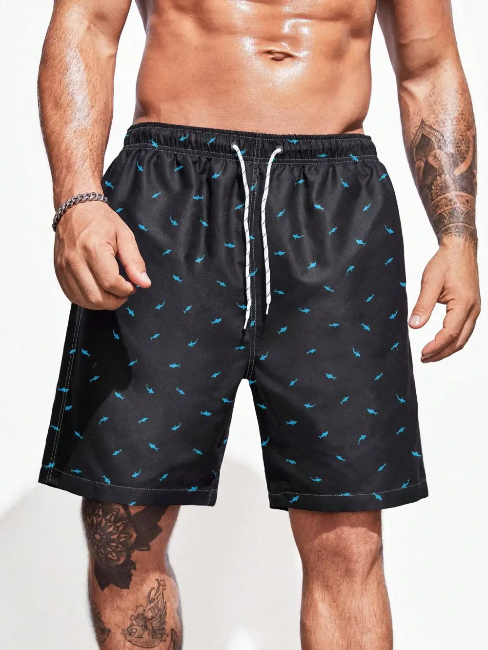 Men's Resort Allover Print Drawstring Swim Trunks
