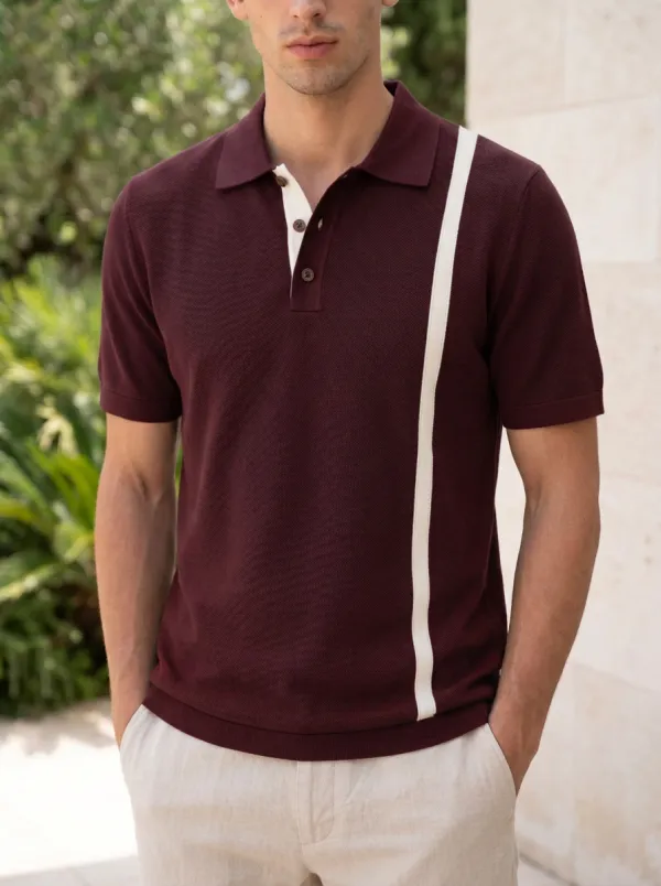 Men's Modern Smart Casual Vertical Stripe Printed Polo Shirt