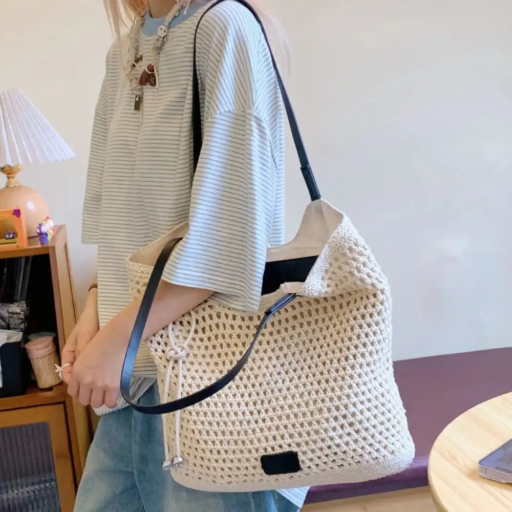 Women's Layered Crochet Knit Shoulder Bag